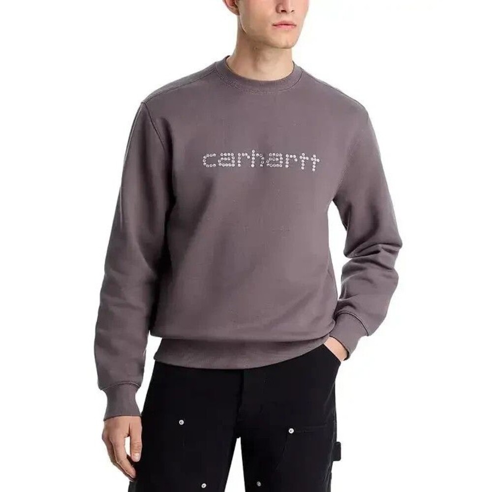 CARHARTT Sweatshirt Mens XS Grey Purple Rivet Script Graphic Logo In Manta $115